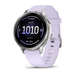 Garmin Venu 4 AMOLED 41 mm - Smartwatch cu GPS argintiu cu curea mov Periwinkle