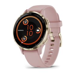 Garmin - Venu 3s smartwatch cu GPS și AMOLED - ramă din oţel inoxidabil Soft Gold cu carcasă Dust Rose şi curea din silicon