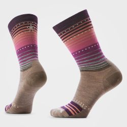 Șosete Merino casual Smartwool Everyday Stitch Stripe - bej Fossil | Purple | Crew