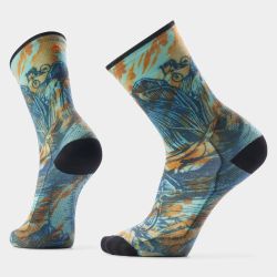 Șosete Merino ciclism Smartwool Bike Rugged Ride Print - albastru Capri | Crew | Zero Cushion
