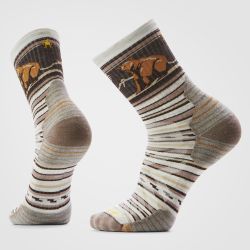 Șosete Merino hiking Smartwool Hike Bear Stripe - gri Ash | Mid Crew | Targeted Cushion