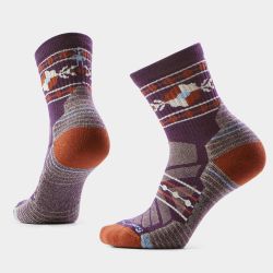 Șosete Merino hiking Smartwool Hike Retro Floral - mov Purple Iris | Crew | Light Cushion