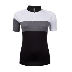 Bluza ciclism Force View Lady maneci scurte negru/alb/gri