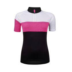Bluza ciclism Force View Lady maneci scurte negru/alb/roz