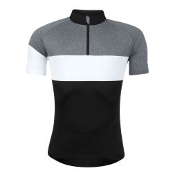 Bluza ciclism Force View maneci scurte negru/gri/alb