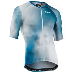 Tricou cilism Northwave Blade scurt L alb/albastru