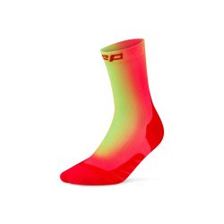 Șosete compresie CEP Run Edition Gradient 5.0 Mid Cut W - roșu/verde lime