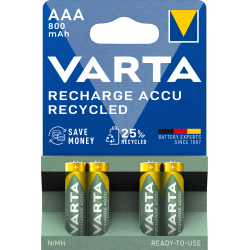 Set 4 acumulatori Varta Recharge Accu Recycled AAA 800 mAh