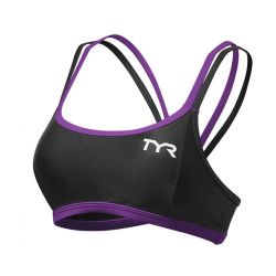 Bustieră triatlon TYR Competitor Thin Strap damă - negru cu mov