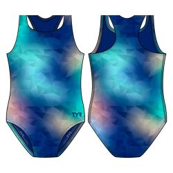 Costum înot întreg fete TYR Ella Maxfit - turcoaz/multicolor | rezistent clor