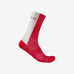 Șosete ciclism merinos Castelli Logo 18 - rosu/alb | lână merinos