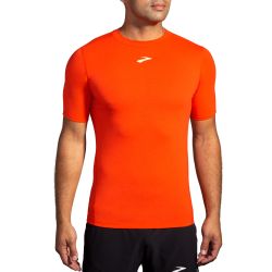 Brooks High Point Short Sleeve – Tricou de alergare trail, lână merinos - Roșu (685)