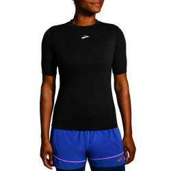 Brooks High Point Short Sleeve W – Tricou de alergare trail, lână merinos - Negru