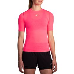 Brooks High Point Short Sleeve W – Tricou de alergare trail, lână merinos - Roz