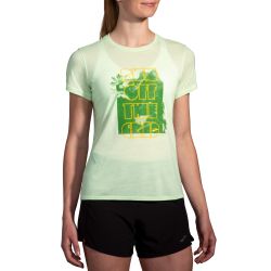 Brooks Distance Short Sleeve 3.0 W – Tricou de alergare pentru zi de zi - Verde