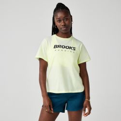 Brooks Graphic Short Sleeve W – Tricou sport cu imprimeu - Galben