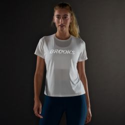 Brooks Dash Reflective Short Sleeve W – Tricou de alergare reflectorizant - Alb