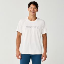Brooks Dash Reflective Short Sleeve – Tricou de alergare reflectorizant - Alb