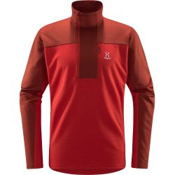 Haglöfs ROC Flash Mid Halfzip – Bluză tehnică de cățărare cu fermoar scurt - Roșu Corrosion/Zenith Red