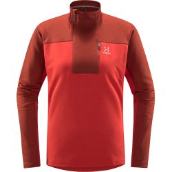 Haglöfs ROC Flash Mid Halfzip W – Bluză tehnică de cățărare cu fermoar scurt - Roșu Corrosion/Poppy red
