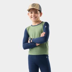 Base layer Merino Smartwool Classic Blend Crew copii - verde Green Tea