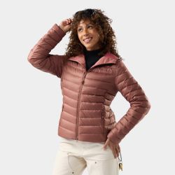 Geacă cu glugă Smartwool Winterloft Hooded - maro Mocha | puf & Merino, mărime M