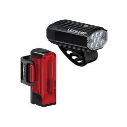 Set lumini Lezyne Micro Drive 800+ / Strip Drive 300+ Pair - Negru Satinat / Negru