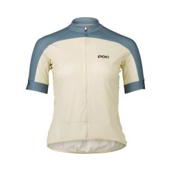 Tricou ciclism șosea POC Essential Road Logo Jersey W - Okenite Off-White/Calcite Blue