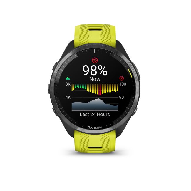 Garmin Forerunner 965 ceas multisport GPS AMOLED - gri titan DLC curea galbenă