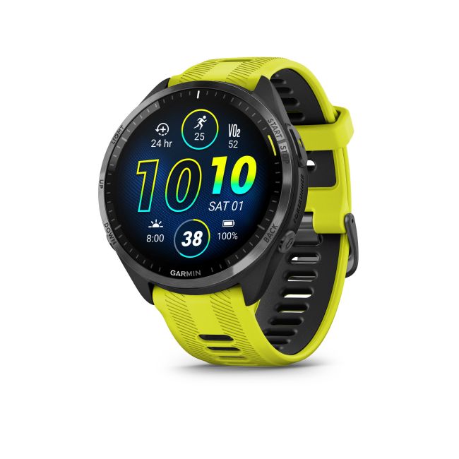 Garmin Forerunner 965 ceas multisport GPS AMOLED - gri titan DLC curea galbenă