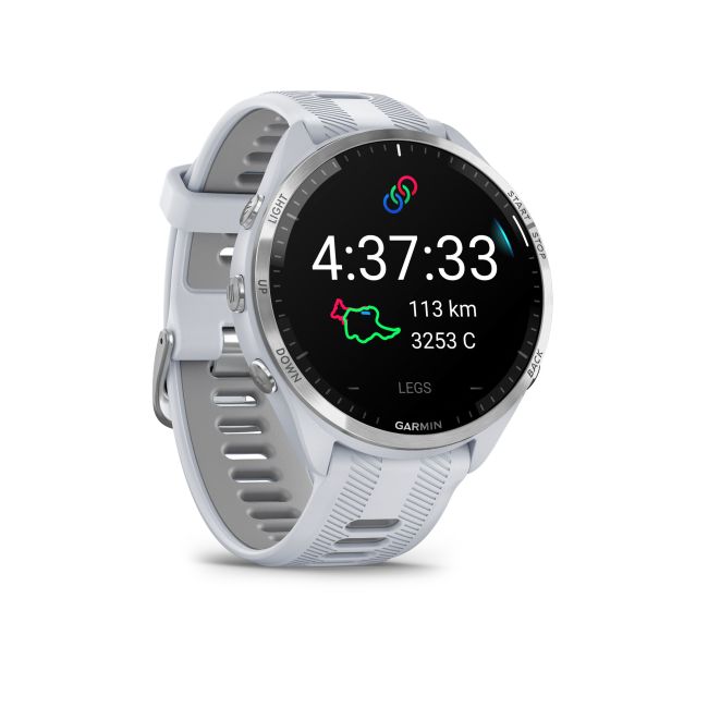 Garmin Forerunner 965 ceas multisport GPS AMOLED - argintiu titan curea albă