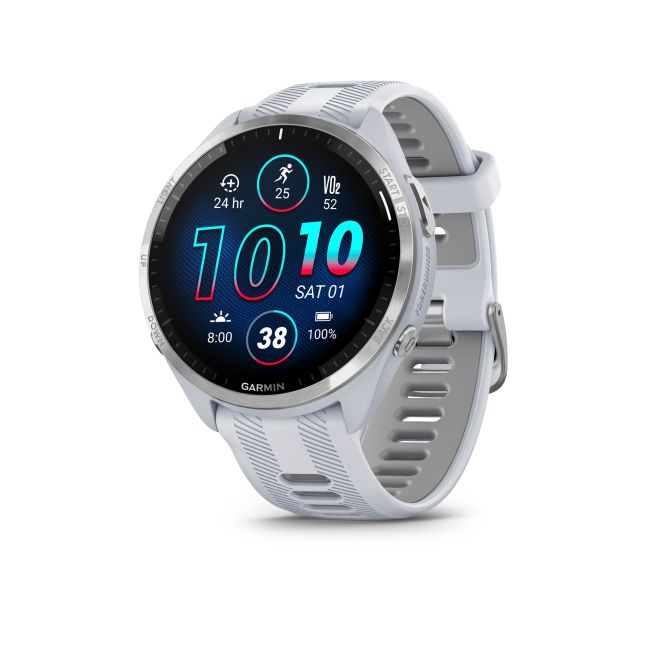 Garmin Forerunner 965 ceas multisport GPS AMOLED - argintiu titan curea albă