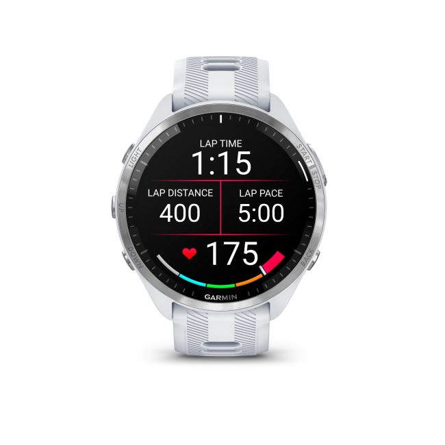 Garmin Forerunner 965 ceas multisport GPS AMOLED - argintiu titan curea albă