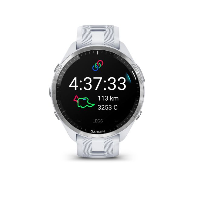 Garmin Forerunner 965 ceas multisport GPS AMOLED - argintiu titan curea albă