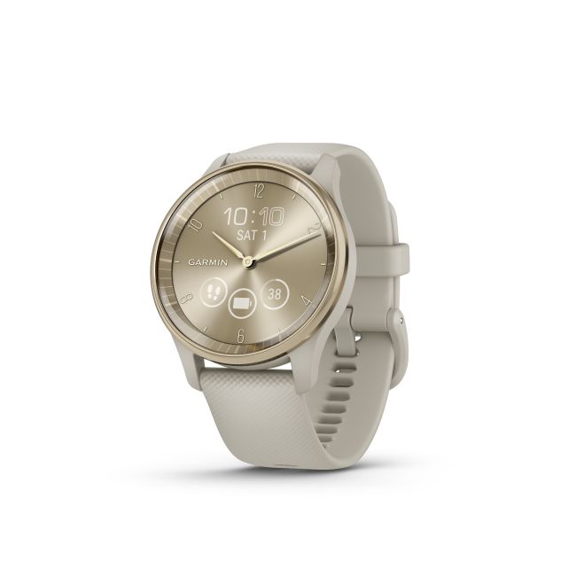 Garmin vivomove Trend - Ramă Cream Gold din oţel inoxidabil - carcasă French Grey - curea din silicon