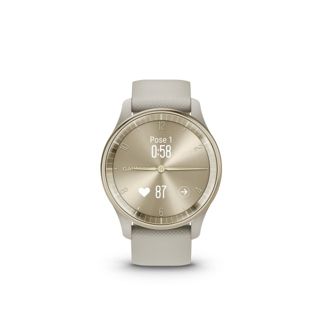 Garmin vivomove Trend - Ramă Cream Gold din oţel inoxidabil - carcasă French Grey - curea din silicon