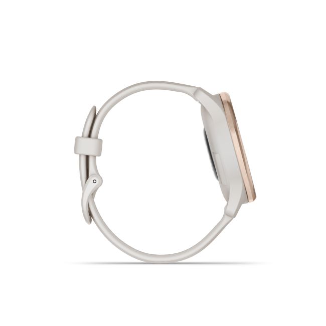 Garmin - vivomove Trend - Ramă Peach Gold din oţel inoxidabil - carcasă Ivory - curea din silicon