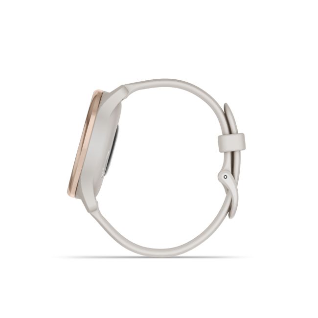 Garmin - vivomove Trend - Ramă Peach Gold din oţel inoxidabil - carcasă Ivory - curea din silicon