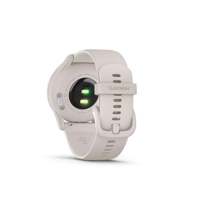 Garmin - vivomove Trend - Ramă Peach Gold din oţel inoxidabil - carcasă Ivory - curea din silicon