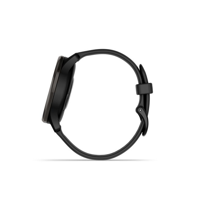 Garmin - vivomove Trend - Ramă Neagra din oţel inoxidabil - carcasa neagra - bratara silicon neagra