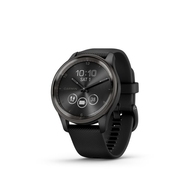 Garmin - vivomove Trend - Ramă Neagra din oţel inoxidabil - carcasa neagra - bratara silicon neagra