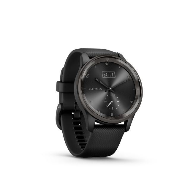 Garmin - vivomove Trend - Ramă Neagra din oţel inoxidabil - carcasa neagra - bratara silicon neagra