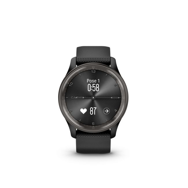 Garmin - vivomove Trend - Ramă Neagra din oţel inoxidabil - carcasa neagra - bratara silicon neagra