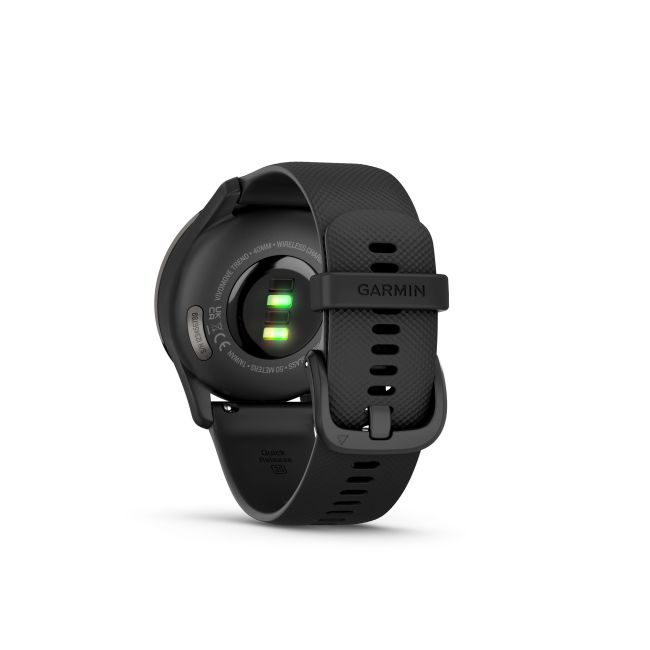 Garmin - vivomove Trend - Ramă Neagra din oţel inoxidabil - carcasa neagra - bratara silicon neagra