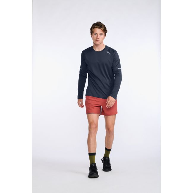 2XU - bluza tehnica pentru barbati cu maneca lunga Aero LS - albastru inchis india ink negru reflectorizant
