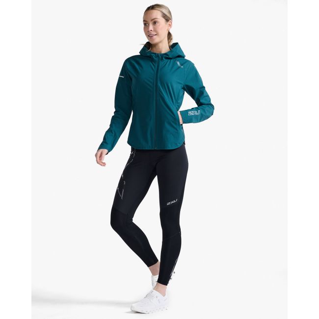 2XU - jacheta impermeabila cu elemente reflectorizante - Light Speed Waterproof Jacket - albastra jade
