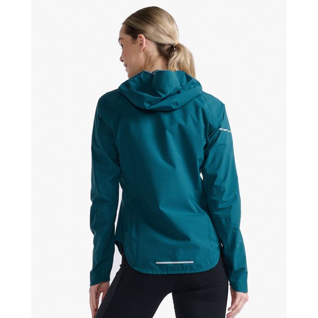2XU - jacheta impermeabila cu elemente reflectorizante - Light Speed Waterproof Jacket - albastra jade