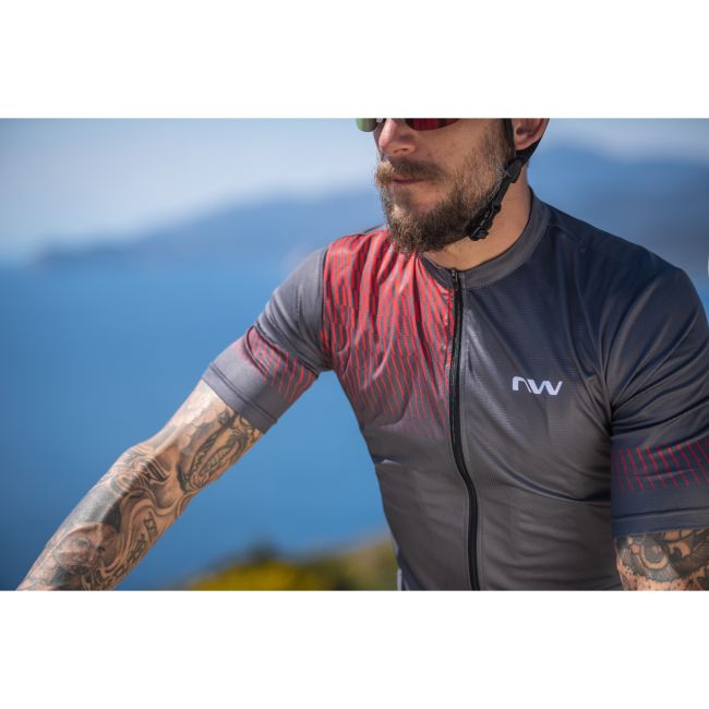 Northwave - tricou ciclism pentru barbati maneca scurta origin jersey - gri galben fluo