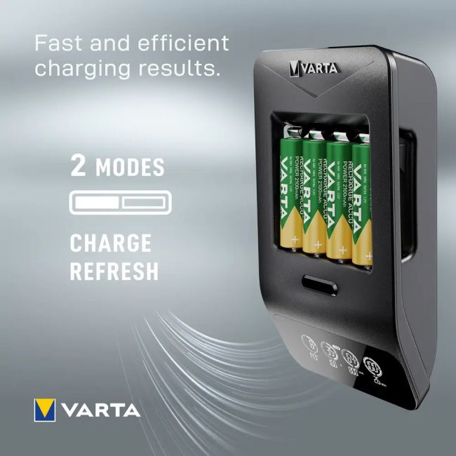 Varta - incarcator acumulatori LCD Smart Charger+ cu baterii incluse 4 x AA 2100 mAh
