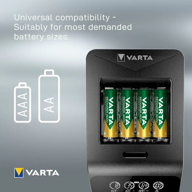 Varta - incarcator acumulatori LCD Smart Charger+ cu baterii incluse 4 x AA 2100 mAh